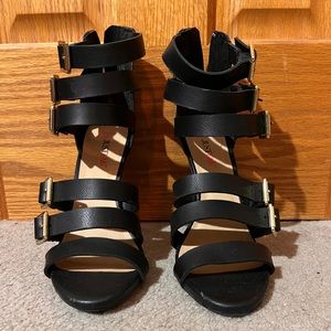 Black Buckle Heels